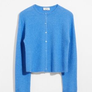 & Other Stories Alpaca Wool Blend Button Up Cardigan Light Blue Small Cozycore